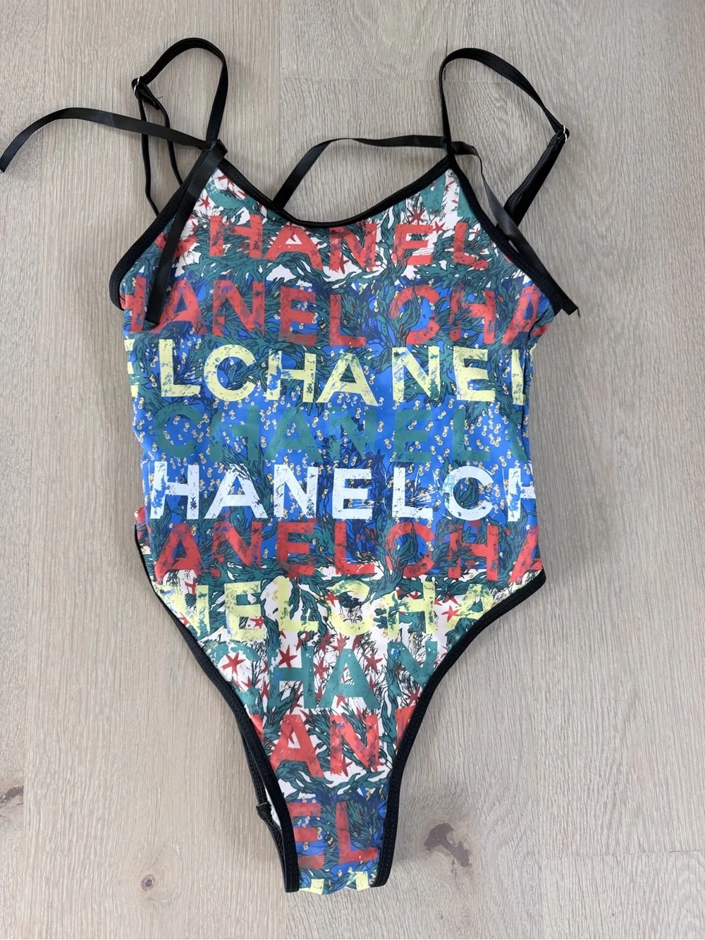 Chanel Multicolor Logo-Print One Piece Swimsuit size S